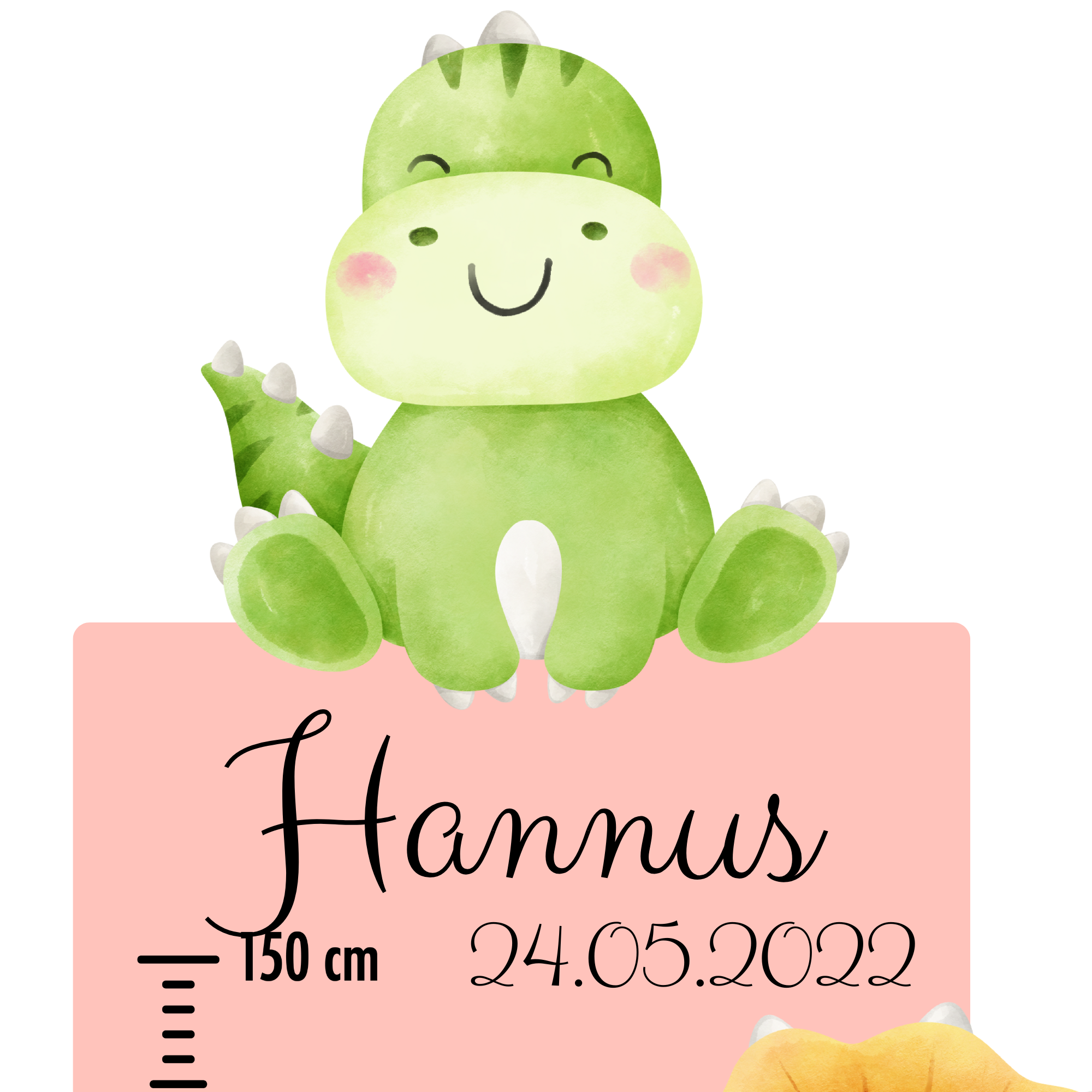 Textil falmatrica Gyermek magasságmérő névvel  - Dinoszauruszok - lány